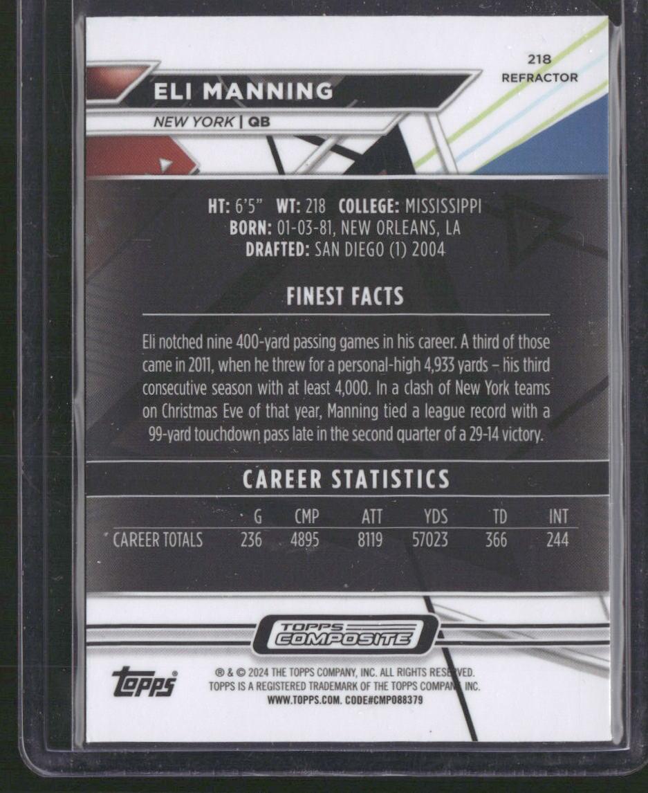 2023 Topps Composite #218 Eli Manning Finest Refractor