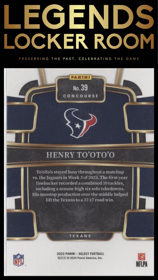 2023 Panini Select #39 Henry To'oTo'o