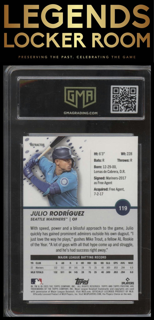 2023 Topps Pristine #119 Refractor Julio Rodriguez GMA Graded 10