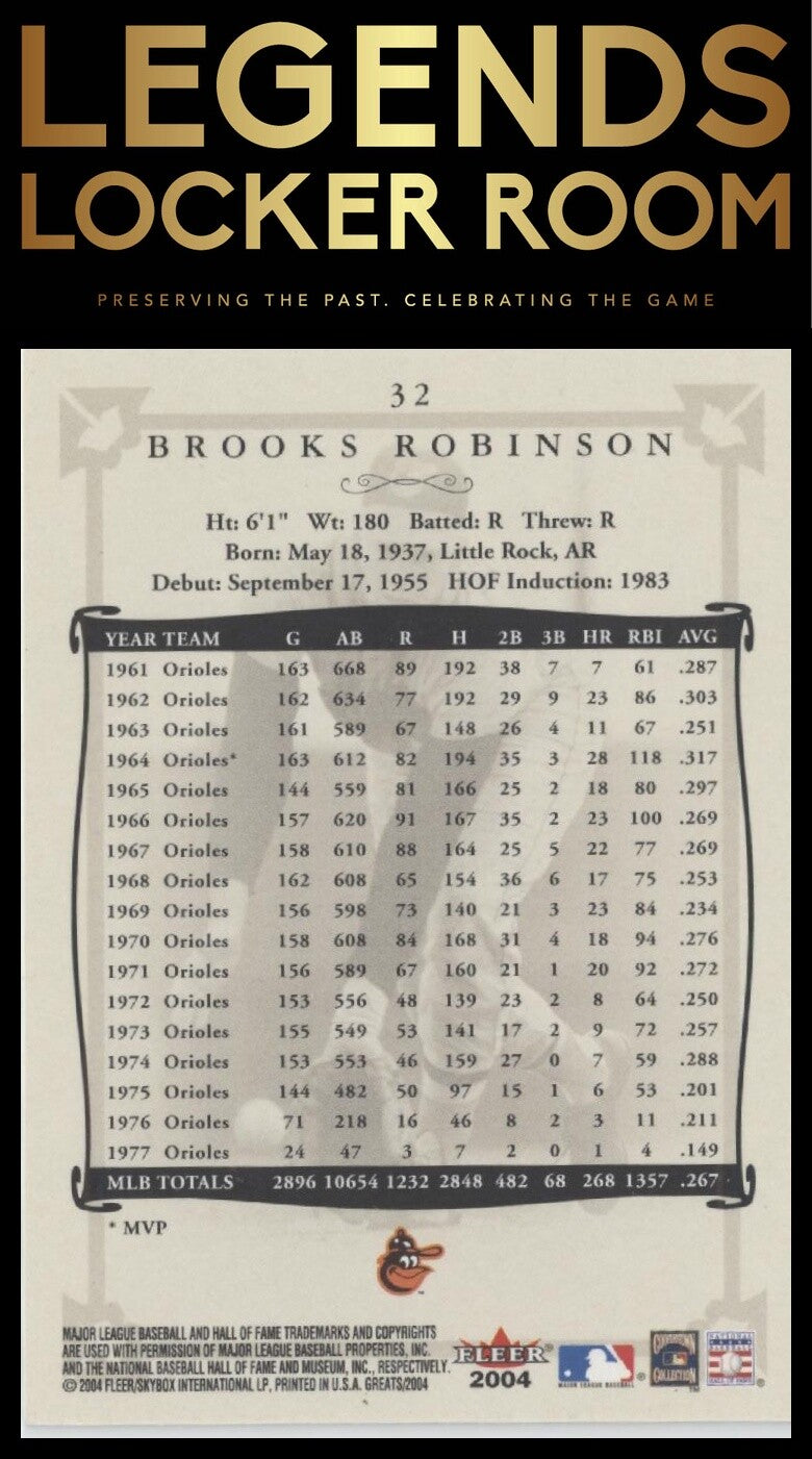 2004 Fleer Greats of the Game #32 Brooks Robinson