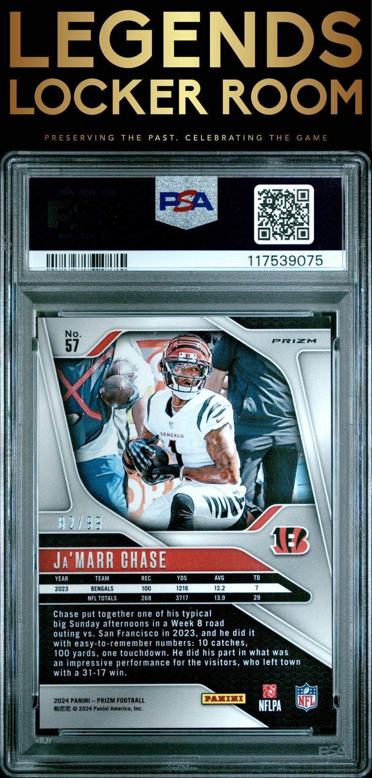 2024 Panini Prizm #57 Ja'Marr Chase Blue Ice /99 PSA 9