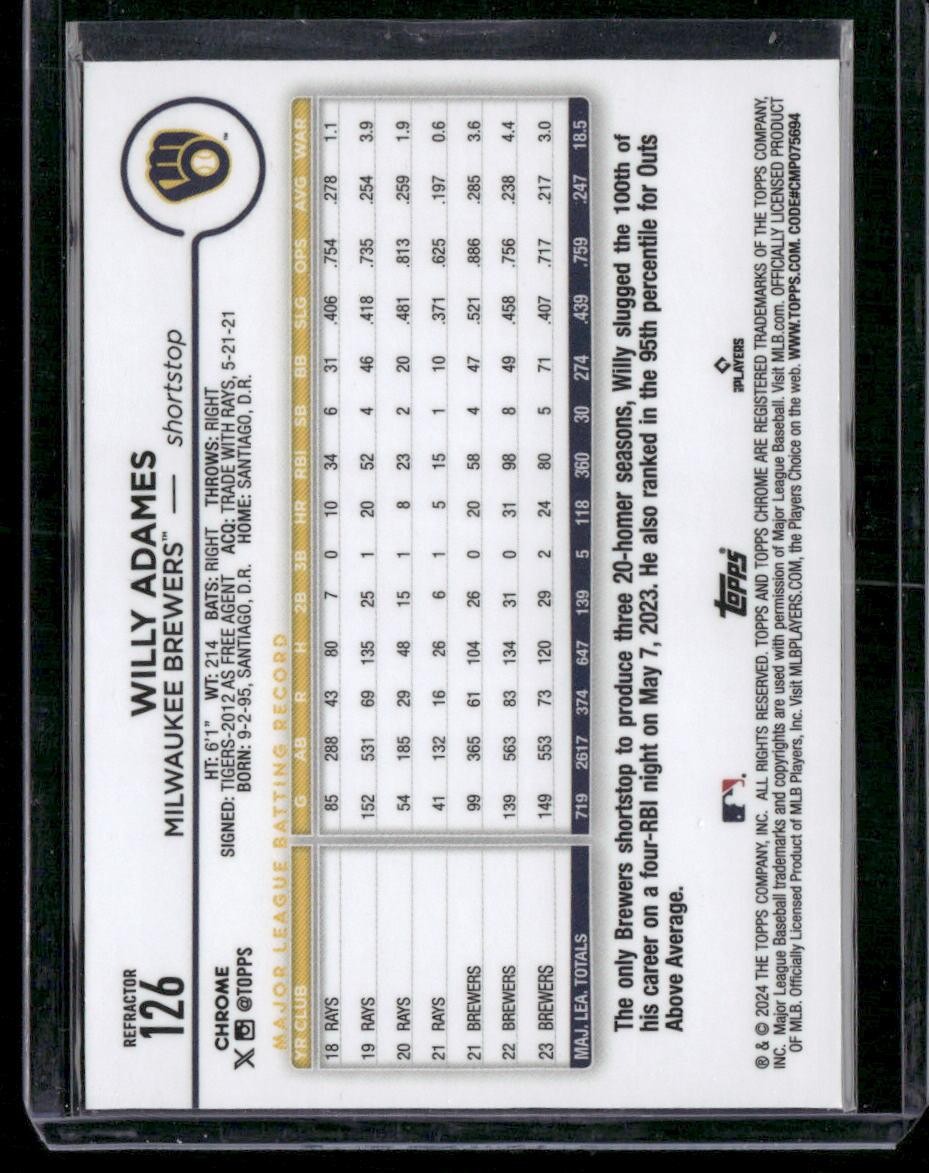 2024 Topps Chrome #126 Willy Adames Refractors