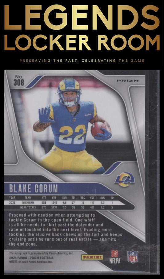 2024 Panini Prizm #308 Blake Corum Rookie Autographs Silver Prizm