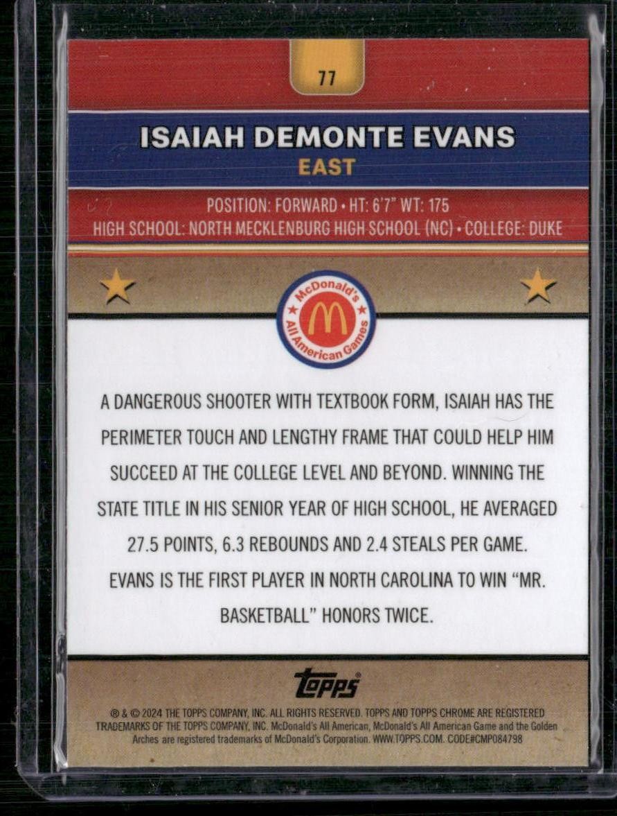 2024 Topps Chrome McDonald's All-American #77 Isaiah Demonte Evans
