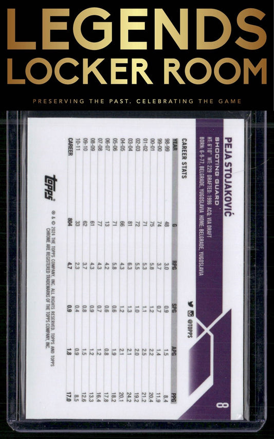 2023-24 Topps Chrome Sapphire Edition #8 Peja Stojaković