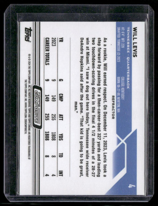2023 Topps Composite #4 Will Levis Topps Chrome Refractor