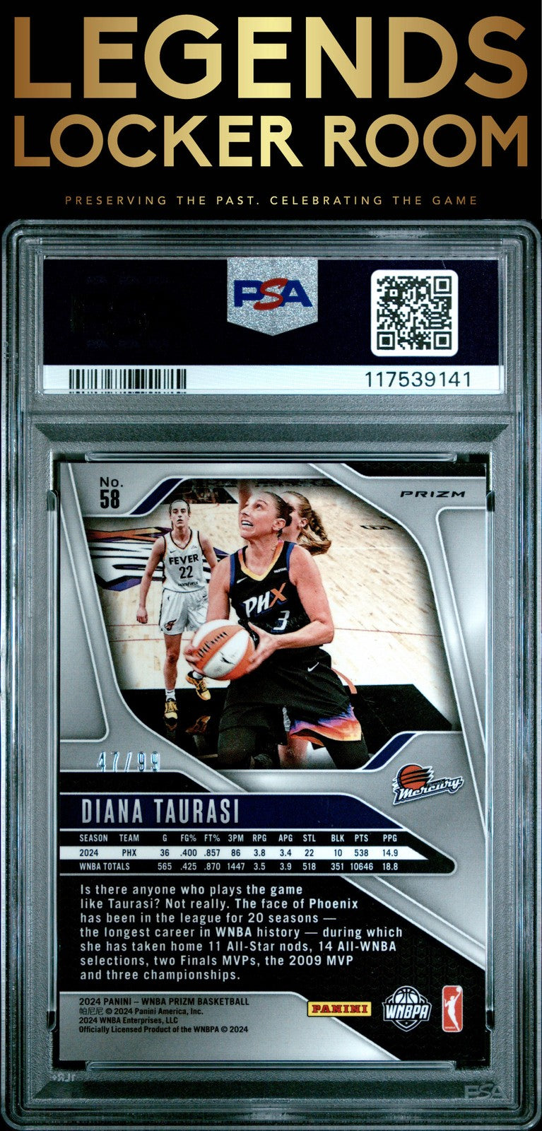 2024 Panini Prizm Wnba #58 Diana Taurasi Orange Prizm PSA 9