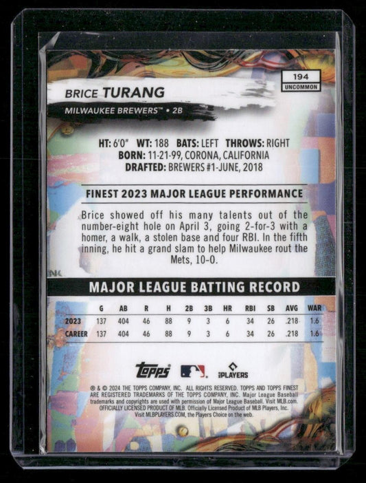 2024 Finest #194 Brice Turang Checkerboard Refractors
