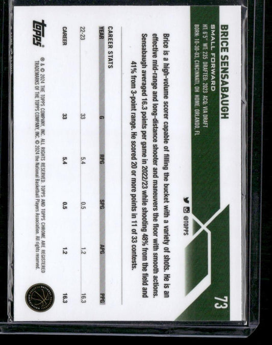 2023-24 Topps Chrome #73 Brice Sensabaugh Negative Refractors