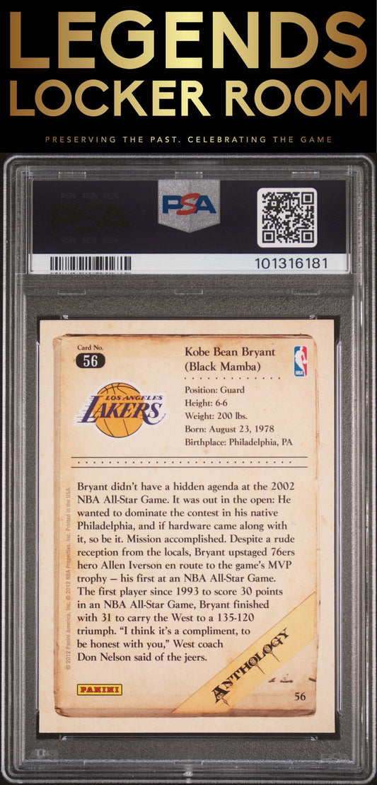 2012 Panini Kobe Anthology #56 Kobe Bryant Kobe Anthology PSA 7