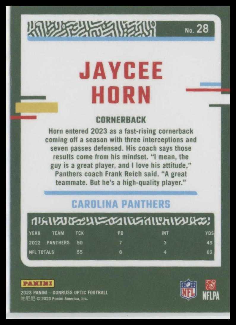 2023 Donruss Optic #28 Jaycee Horn