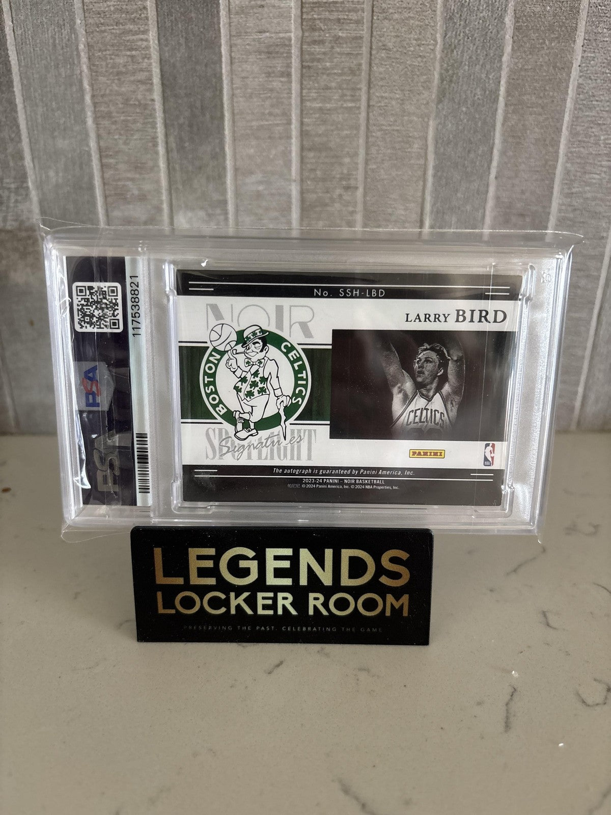 2023 Panini Noir Spotlight Signatures Horizontal #SSHLBD Larry Bird PSA 7