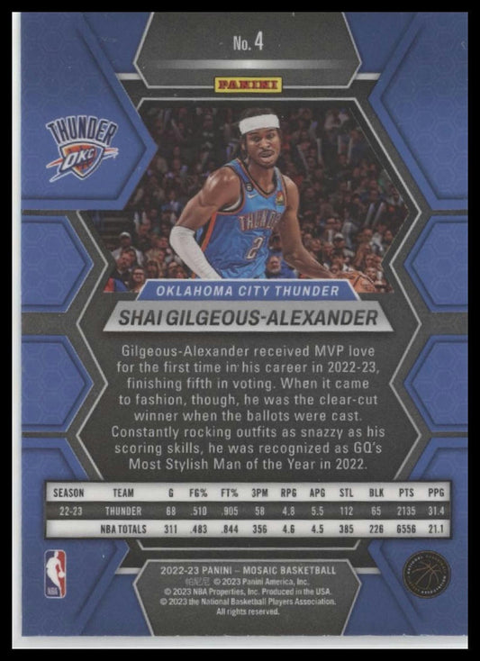 2022-23 Panini Mosaic #4 Shai Gilgeous-Alexander