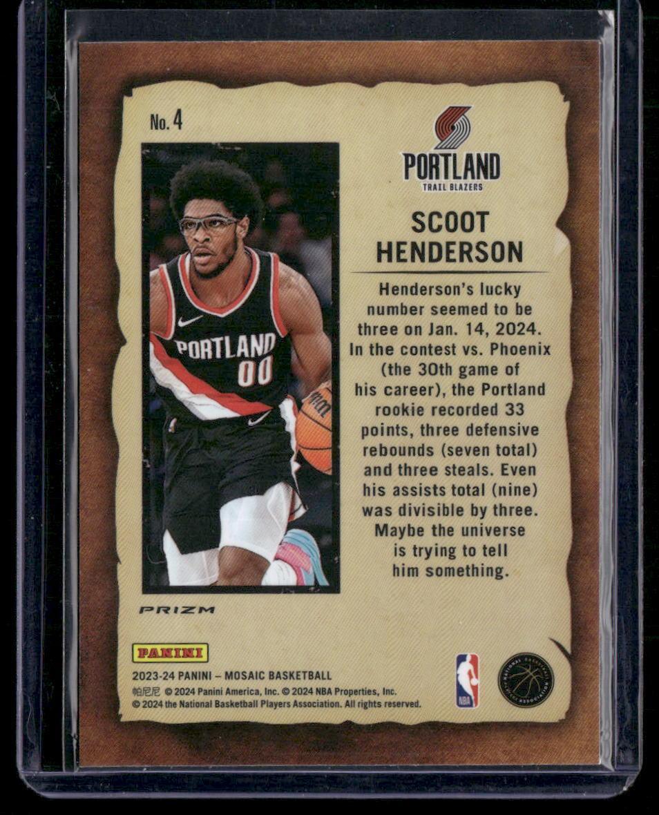 2023-24 Panini Mosaic #4 Scoot Henderson Noteriety Mosaic