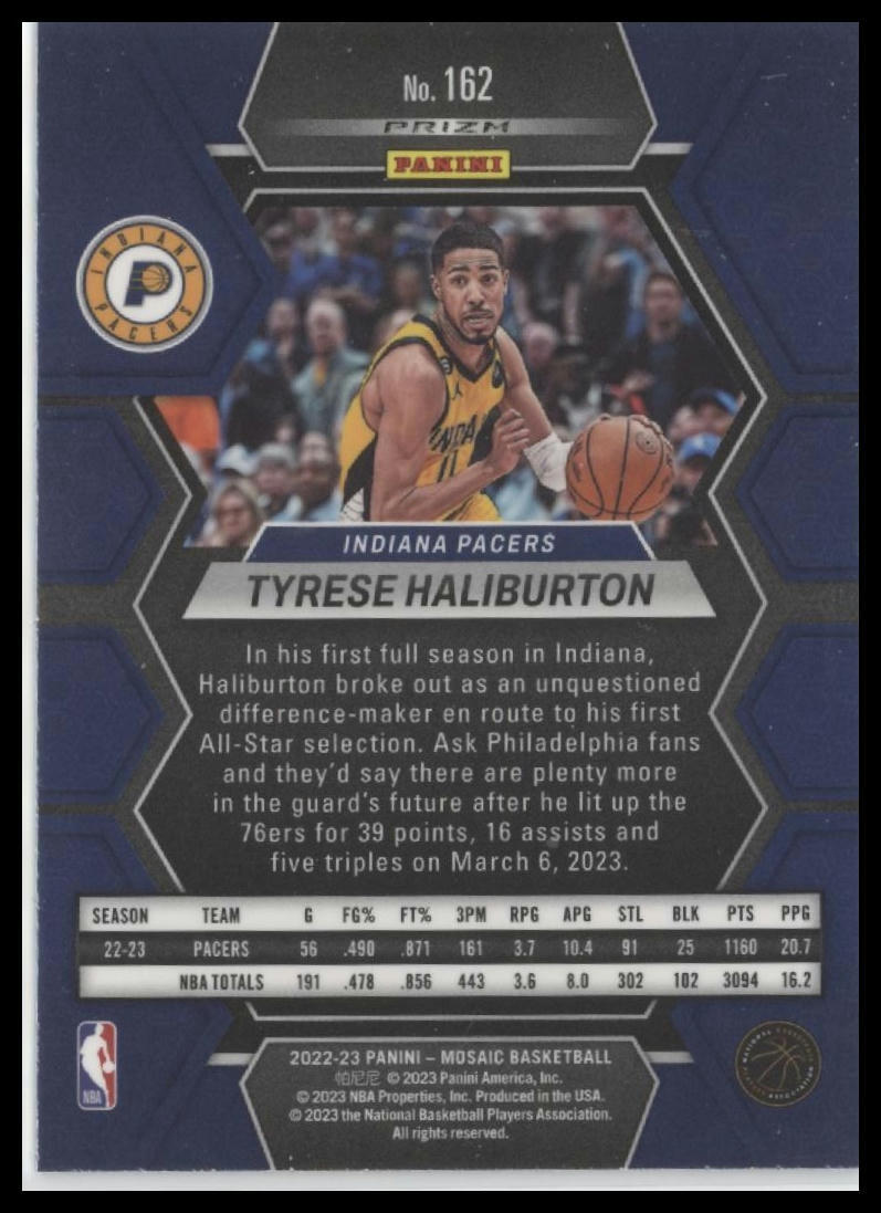 2022-23 Panini Mosaic #162 Tyrese Haliburton Green