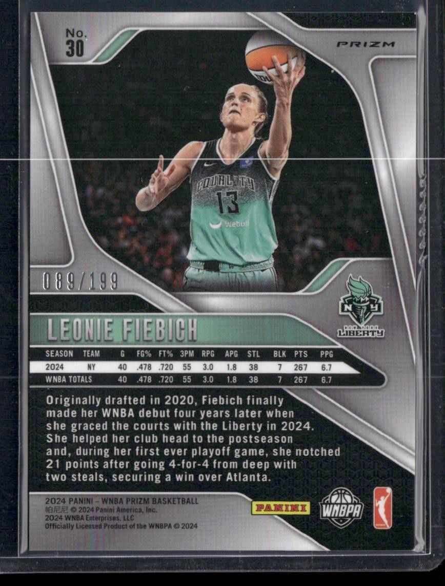 2024 Panini Prizm WNBA #30 Leonie Fiebich Blue Prizms #/199