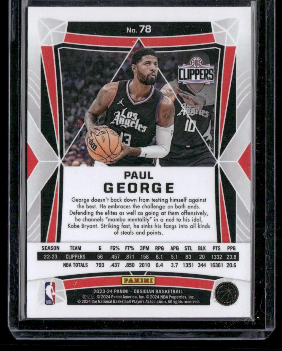 2023-24 Panini Obsidian #78 Paul George