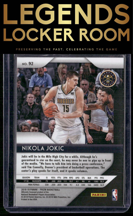 2018-19 Panini Prizm #92 Nikola Jokic