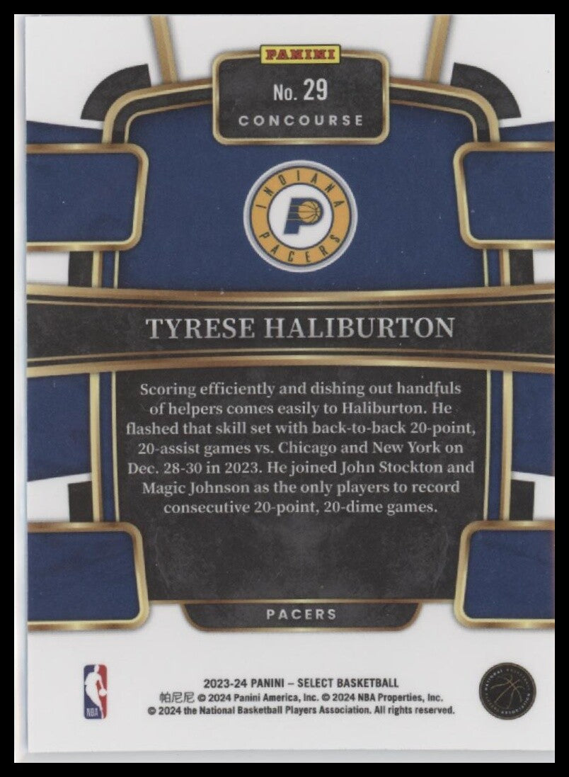 2023-24 Panini Select #29 Tyrese Haliburton Blue (Retail Base)