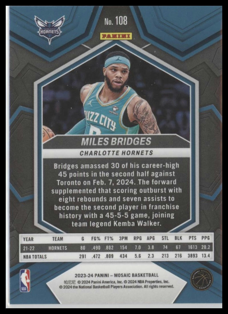 2023-24 Panini Mosaic #108 Miles Bridges
