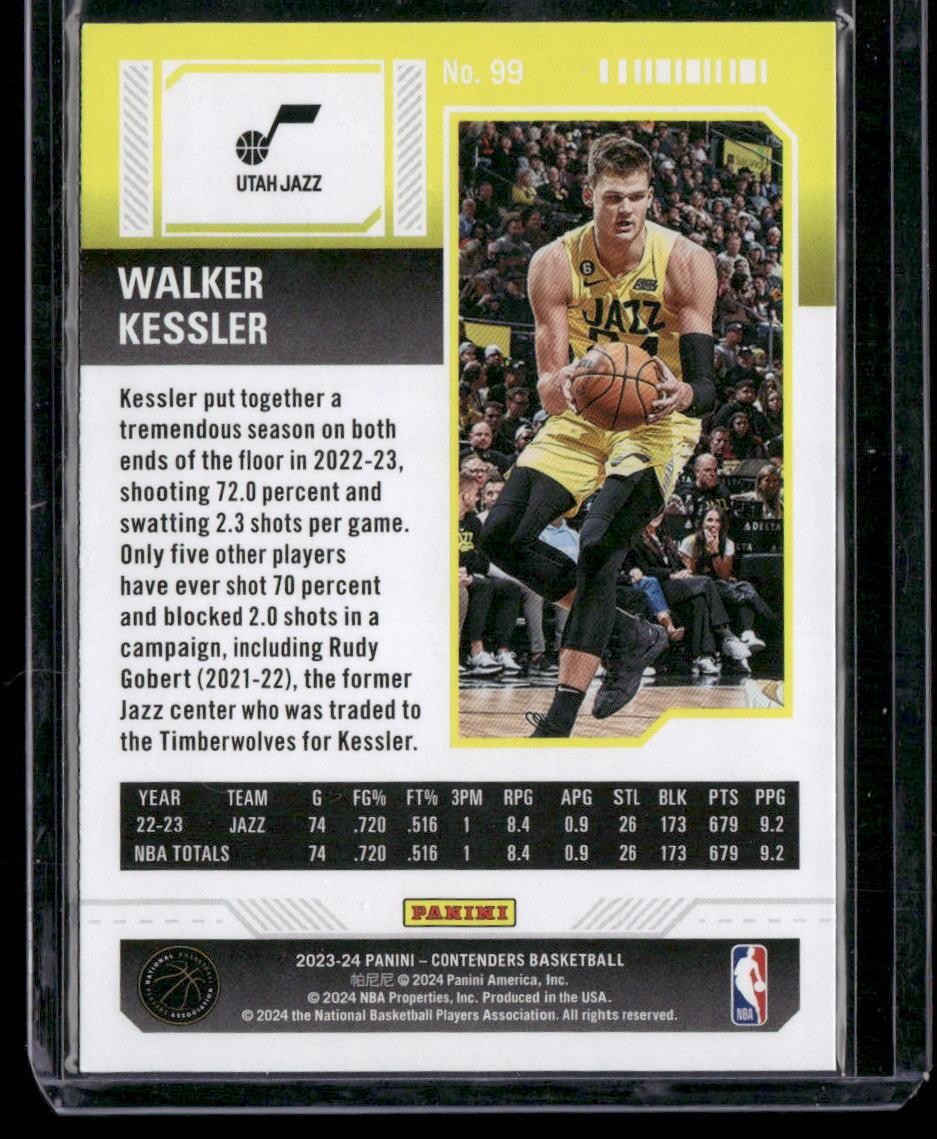 2023-24 Panini Contenders #99 Walker Kessler Season Ticket Retail