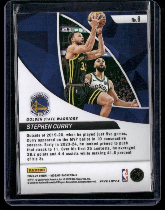 2023-24 Panini Mosaic #6 Stephen Curry Elevate Mosaic Green