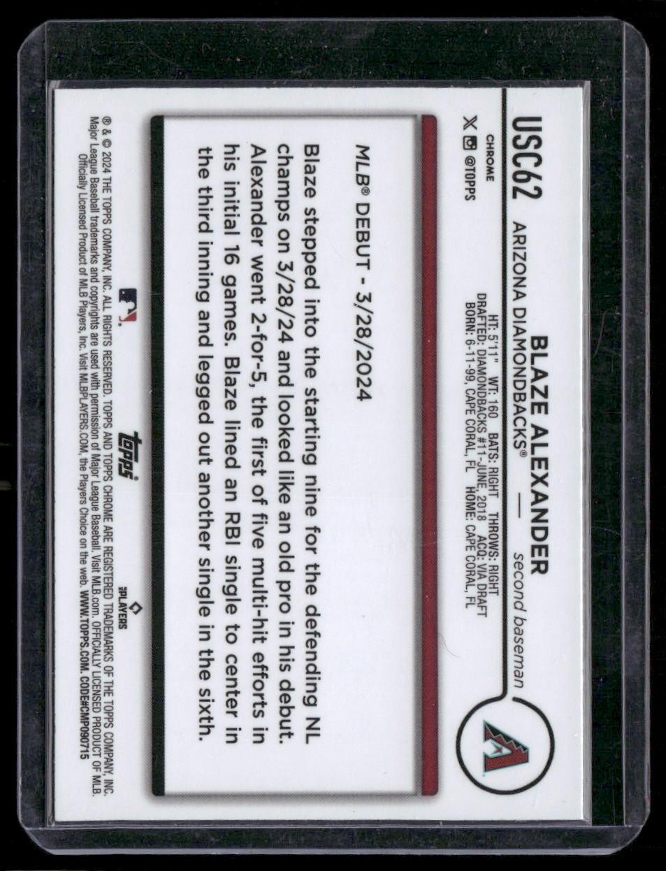 2024 Topps Chrome Update #USC62 Blaze Alexander