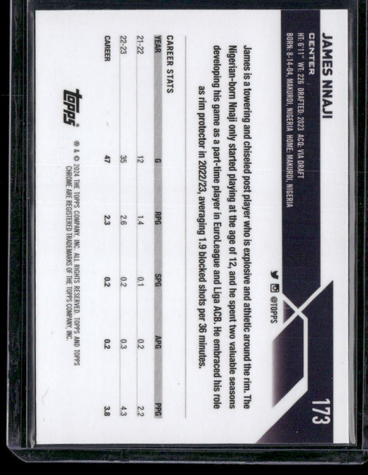 2023-24 Topps Chrome Sapphire #173 James Nnaji