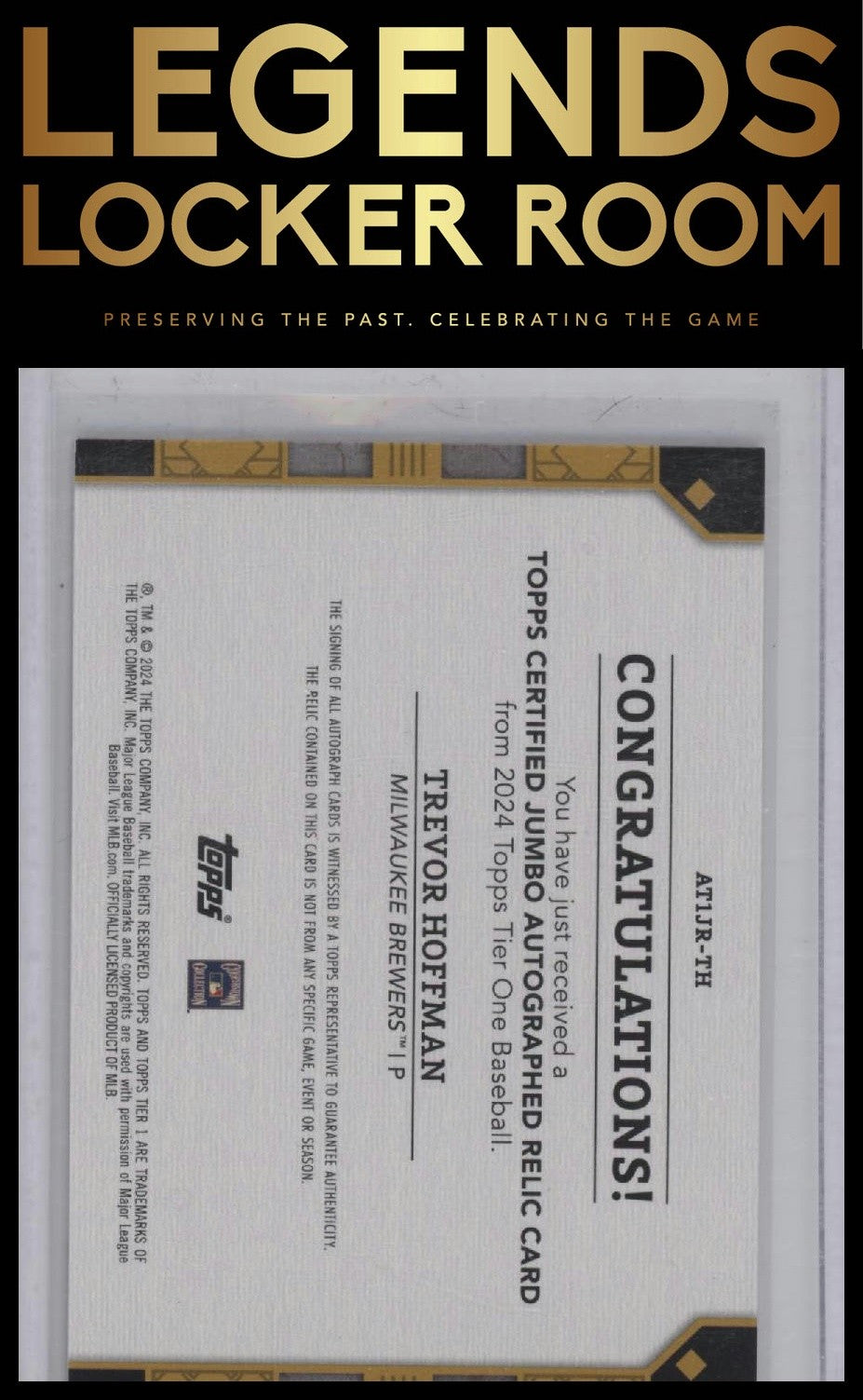 2024 Topps Tier One #AT1JR-TH Trevor Hoffman Auto Tier One Relics Jumbo /99