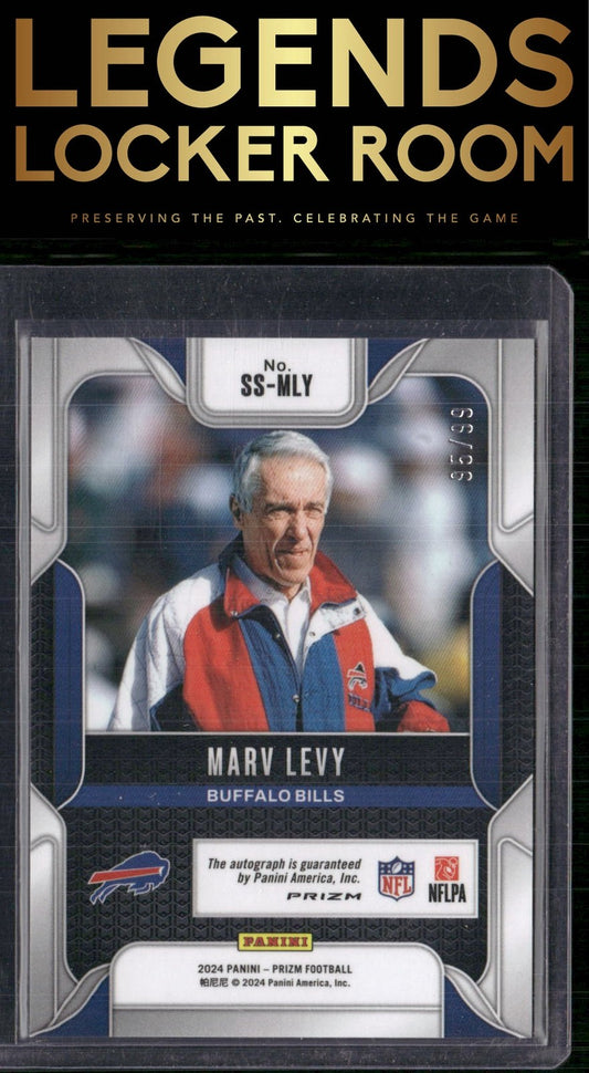 2024 Panini Prizm #SS-MLY Marv Levy Sensational Signatures Blue Ice Prizm #/99