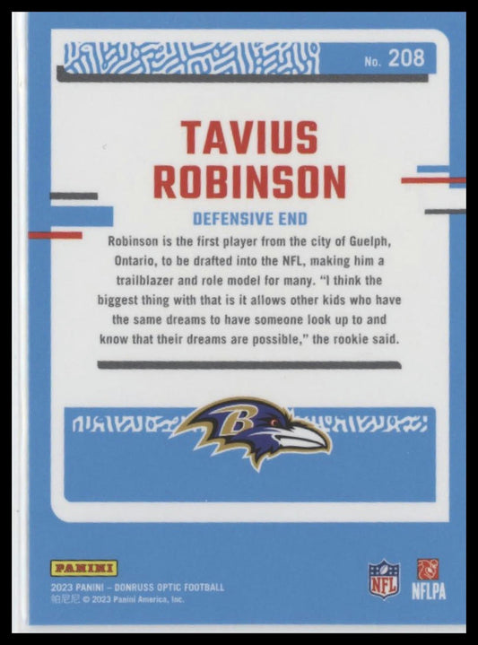 2023 Donruss Optic #208 Tavius Robinson