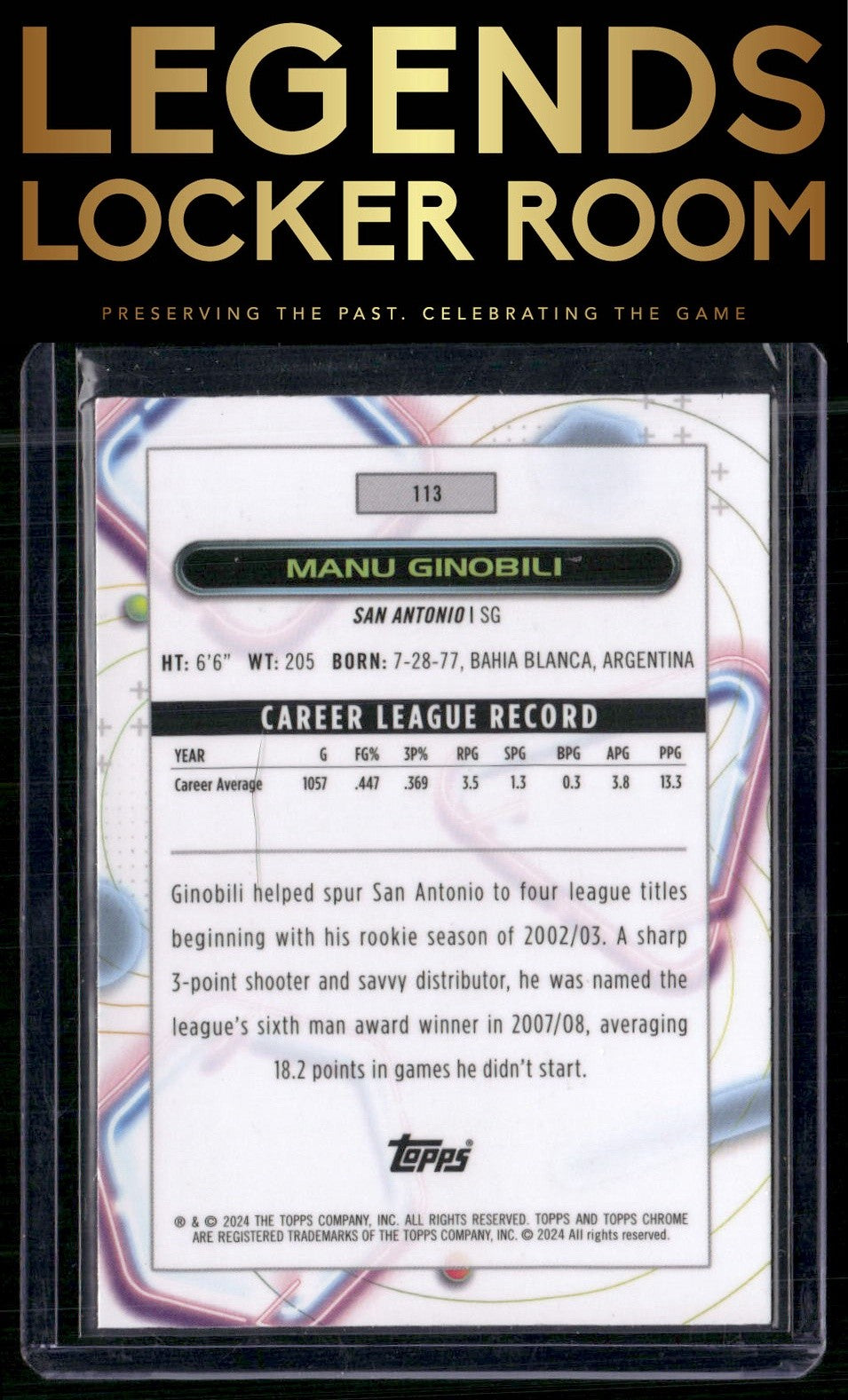 2023-24 Topps Chrome Cosmic #113 Manu Ginobili