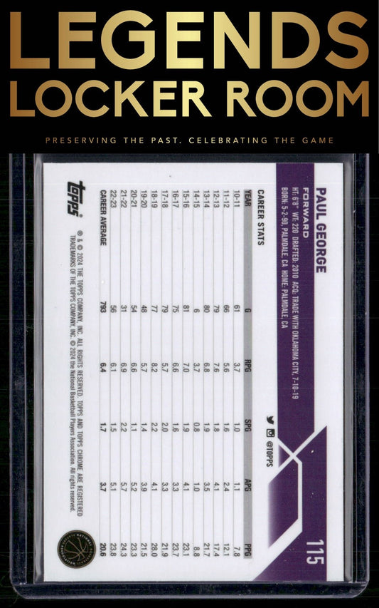 2023-24 Topps Chrome Sapphire Edition #115 Paul George