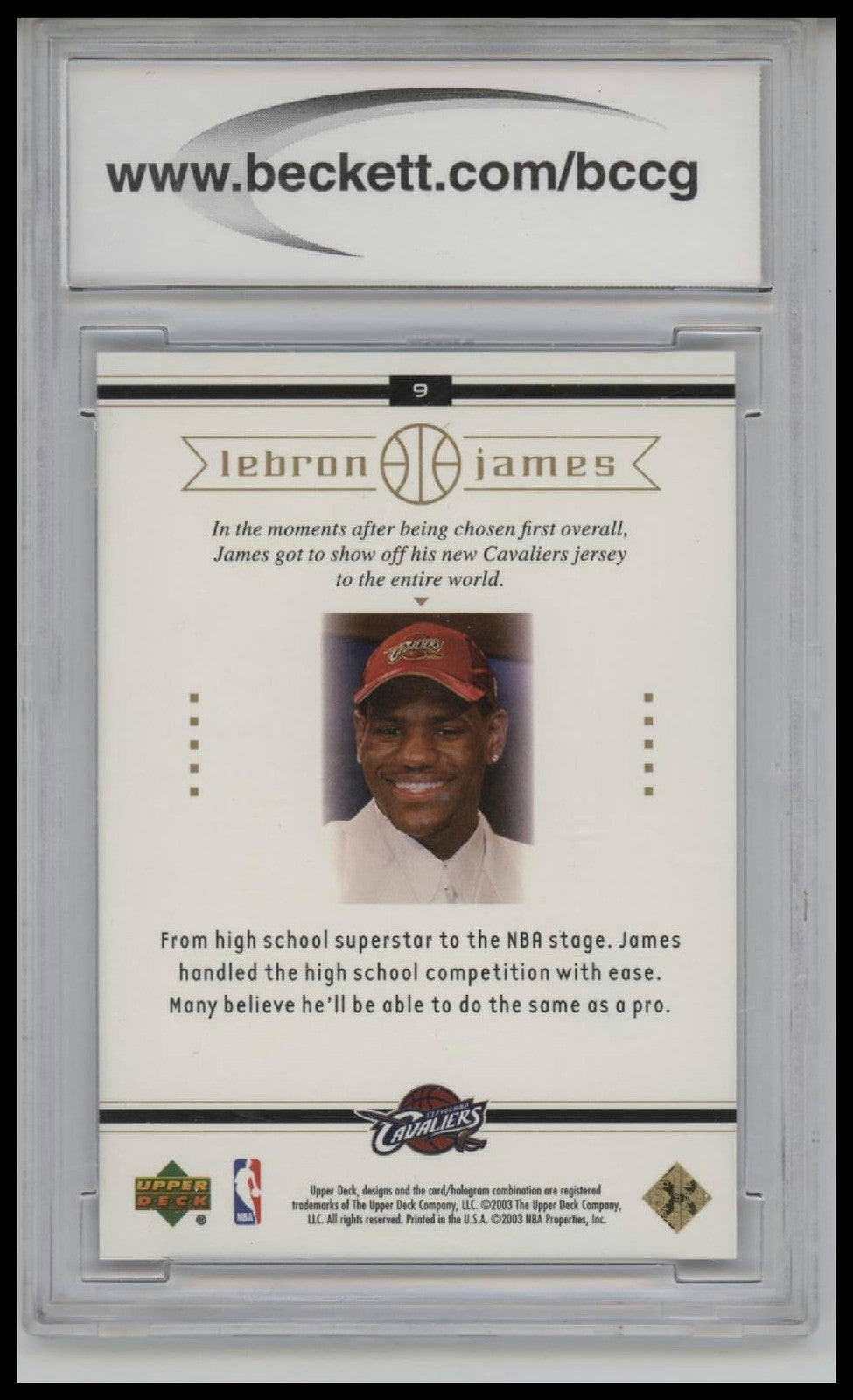2003 Upper Deck LeBron James Box Set #9 LeBron James BCCG 10.0