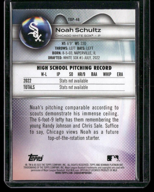 2023 Bowman Platinum #TOP-46 Noah Schultz Top Prospects