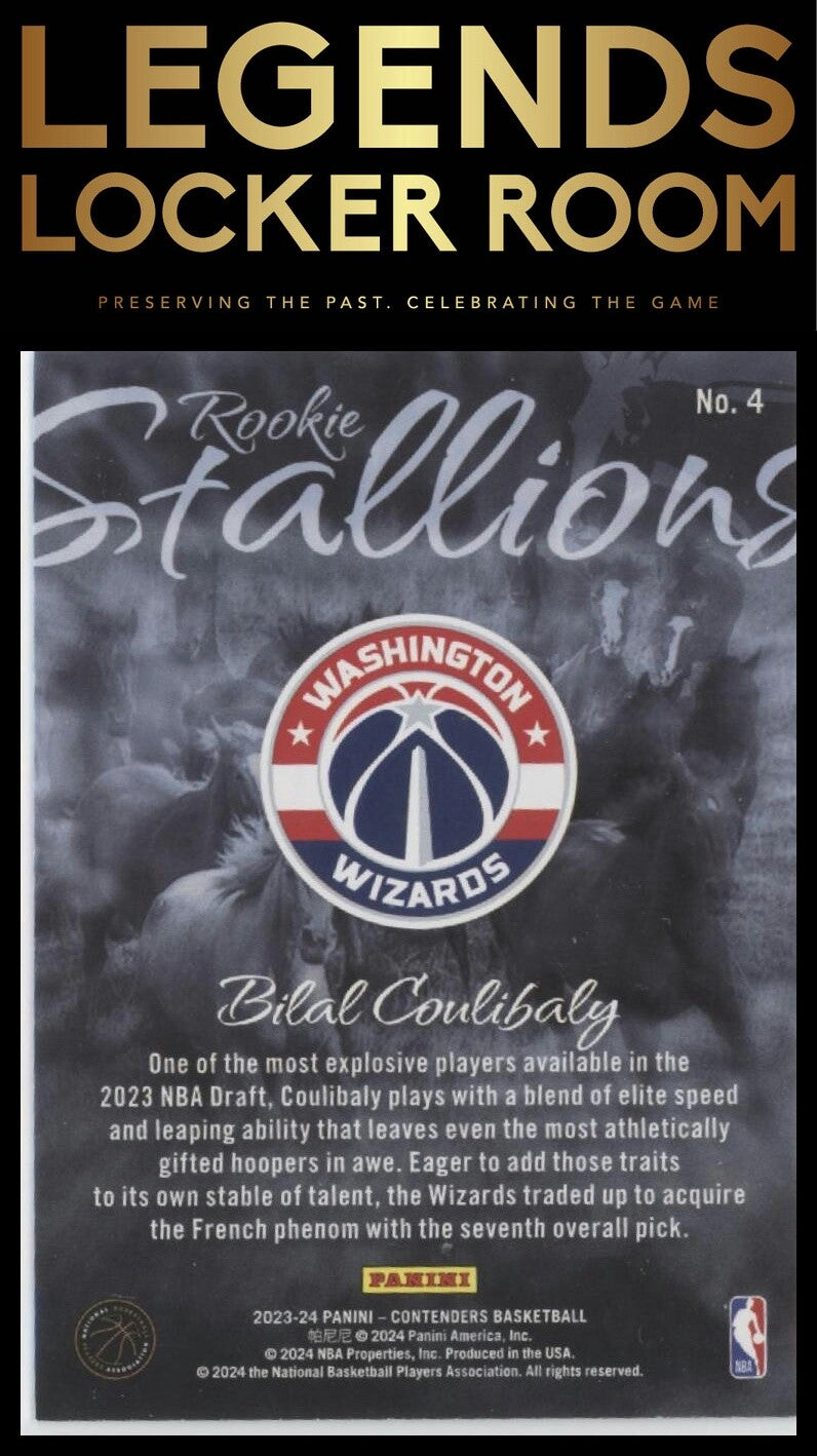 2023-24 Panini Contenders #4 Bilal Coulibaly Rookie Stallions
