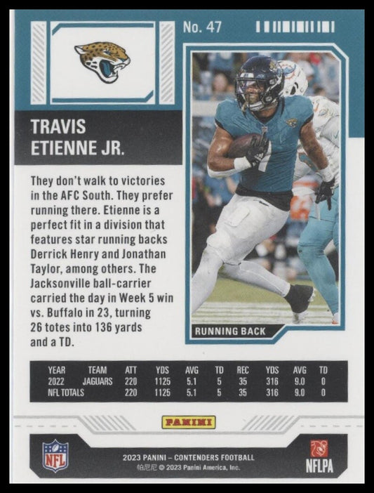 2023 Panini Contenders #47 Travis Etienne Jr. Season Ticket Retail