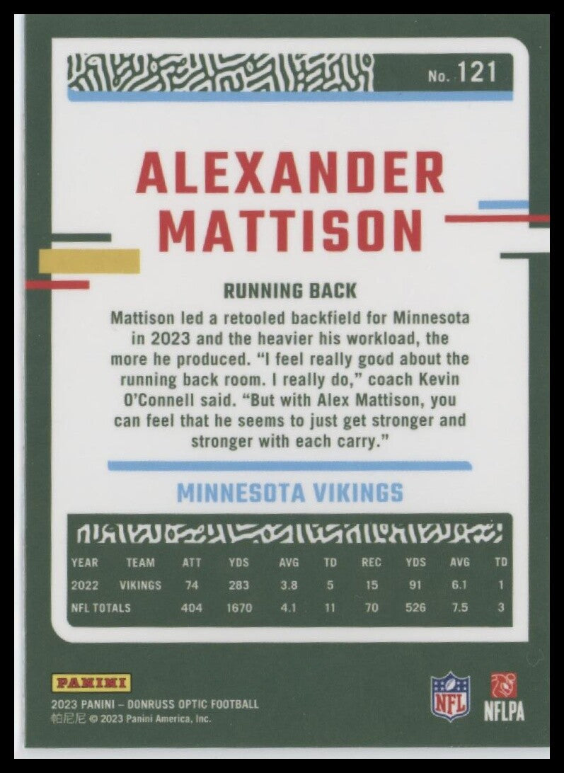 2023 Donruss Optic #121 Alexander Mattison