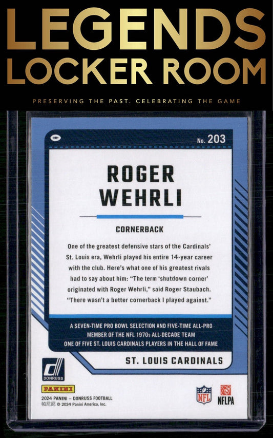 2024 Donruss #203 Roger Wehrli Press Proof Red