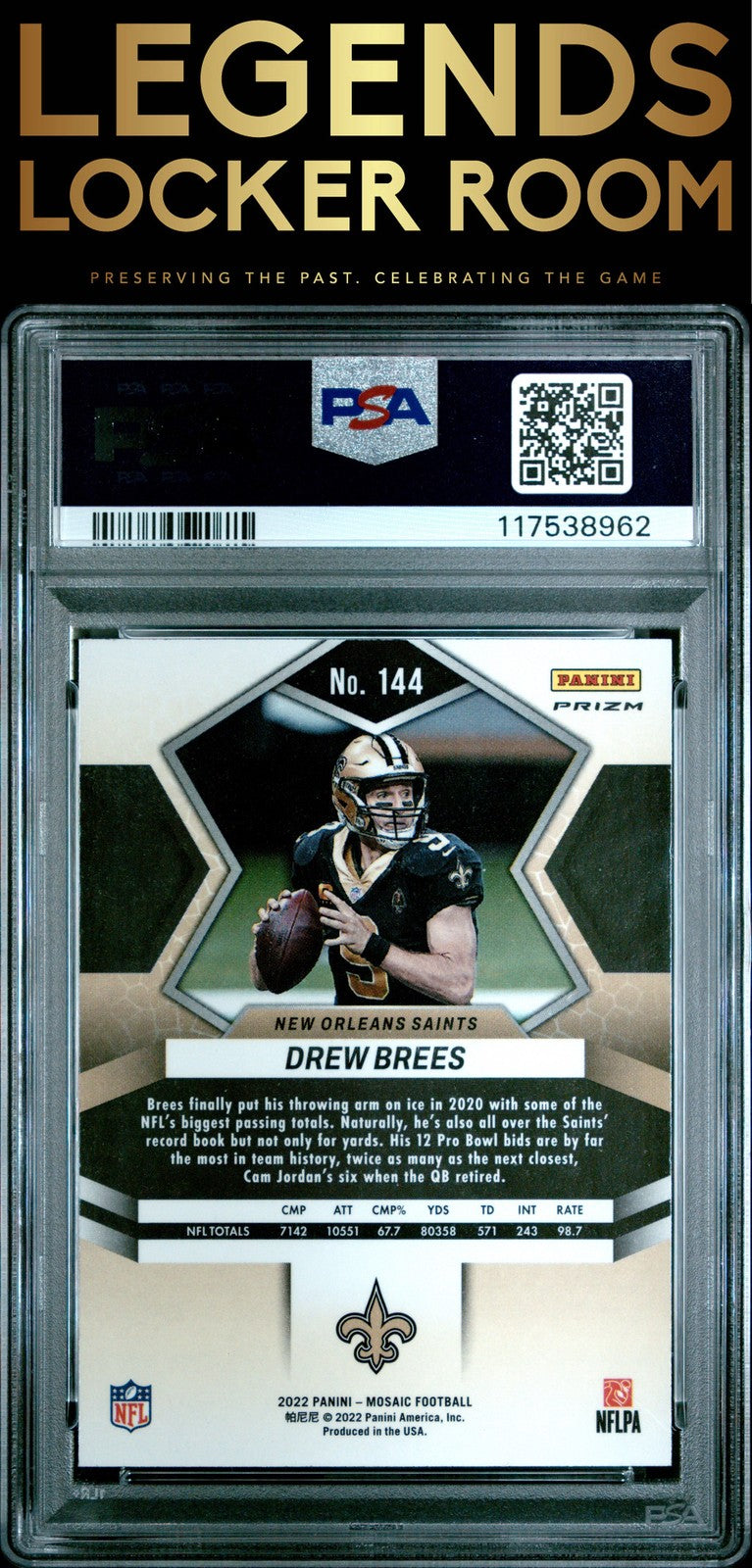 2022 Panini Mosaic #144 Drew Brees Genesis PSA 9