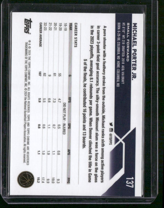 2023-24 Topps Chrome #137 Michael Porter Jr.