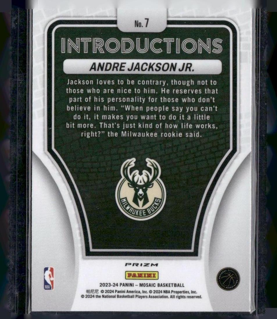 2023-24 Panini Mosaic #7 Andre Jackson Jr. Introductions Mosaic