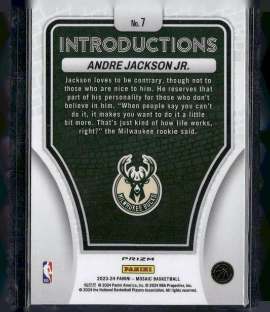 2023-24 Panini Mosaic #7 Andre Jackson Jr. Introductions Mosaic