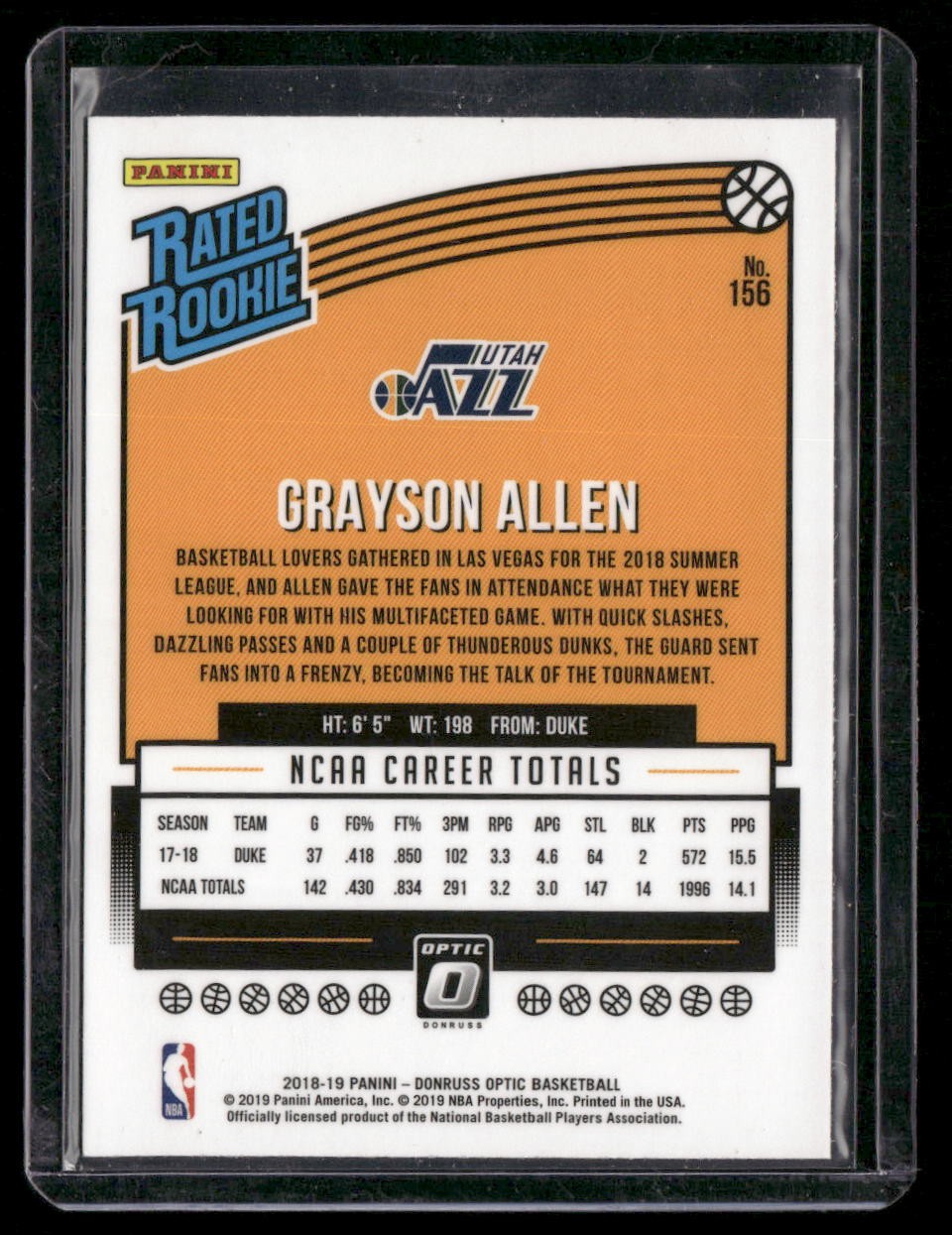 2018-19 Donruss Optic #156 Grayson Allen