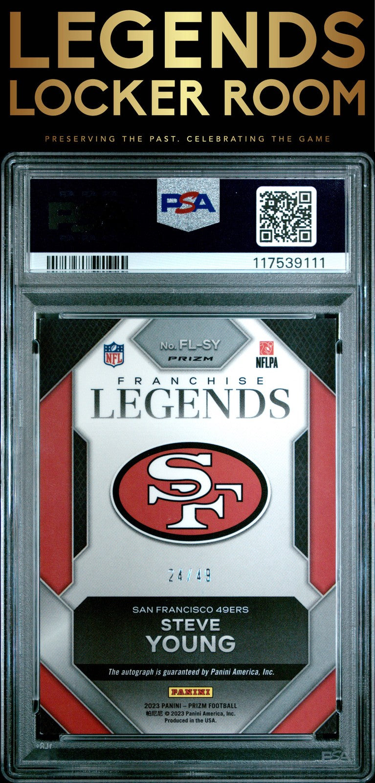 2023 Panini Prizm Franchise Legends Signatures Steve Young /49 PSA 8