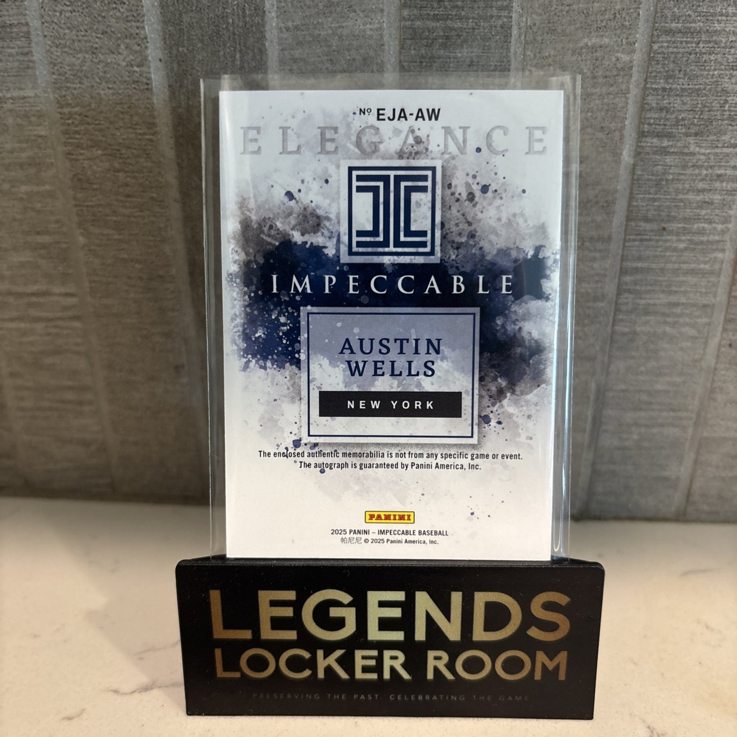 2025 Panini Impeccable Austin Wells Elegance Jersey Patch Auto /99 Yankees