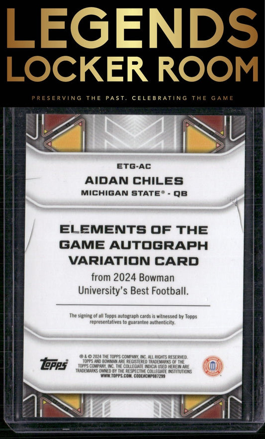 2024 Bowman University Best Aidan Chiles Elements of the Game Auto Red 01/10