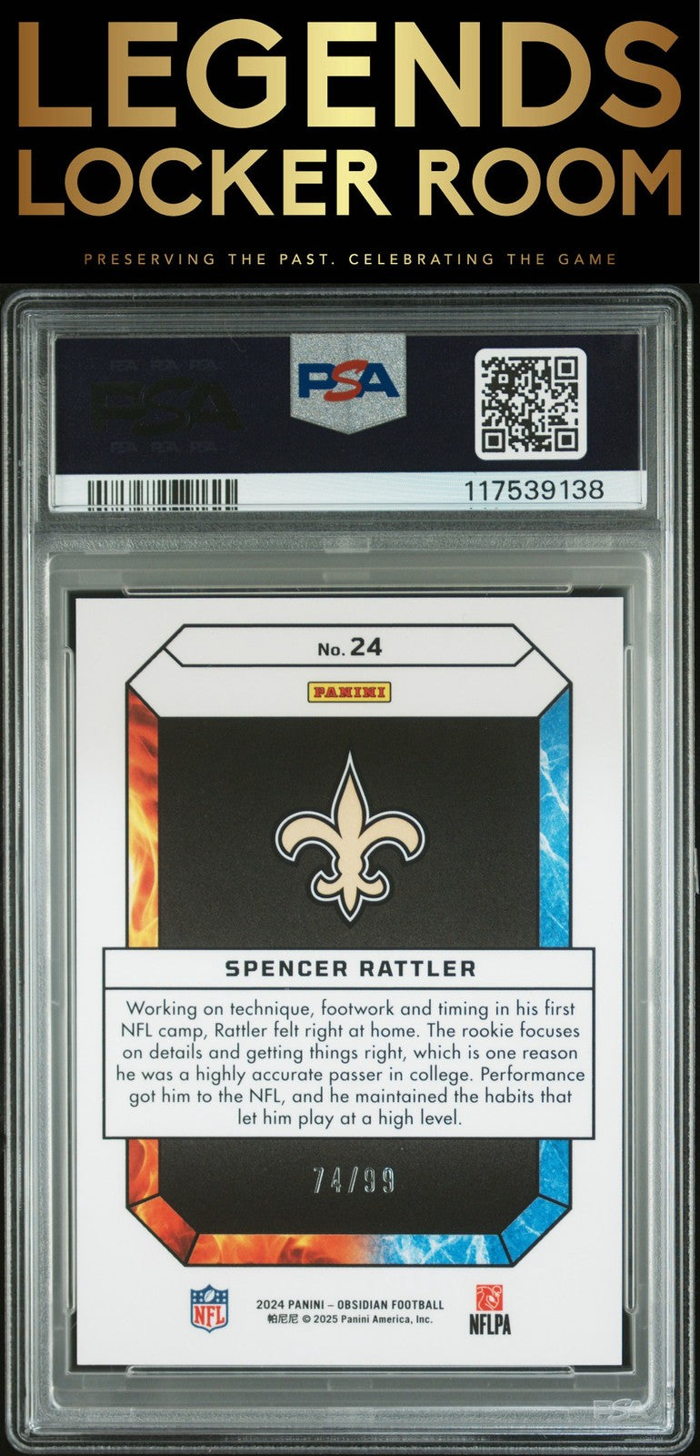 2024 Panini Obsidian Fire And Ice Spencer Rattler Fire And Ice-Silver PSA 9