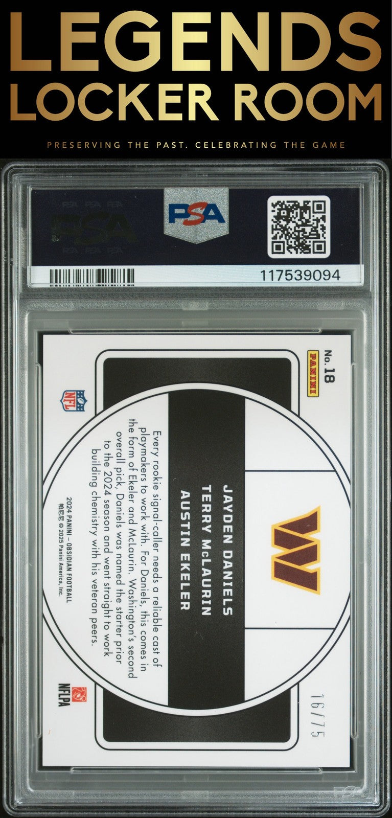 2024 Panini Obsidian Nucleus #18 Ekeler/Daniels/Mclrn Nucleus-Red PSA 8
