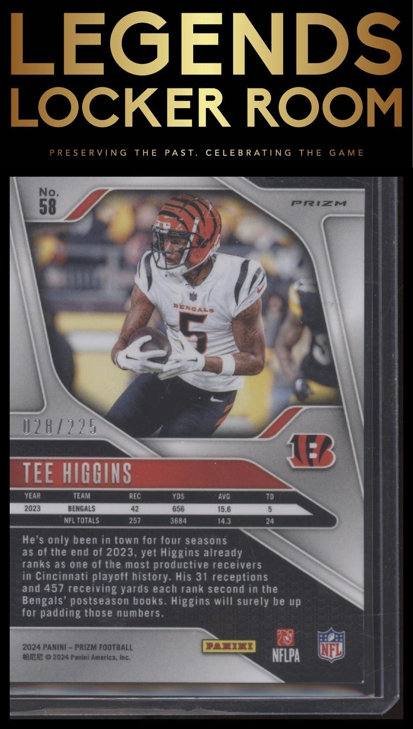 2024 Panini Prizm #58 Tee Higgins Purple Ice #/225